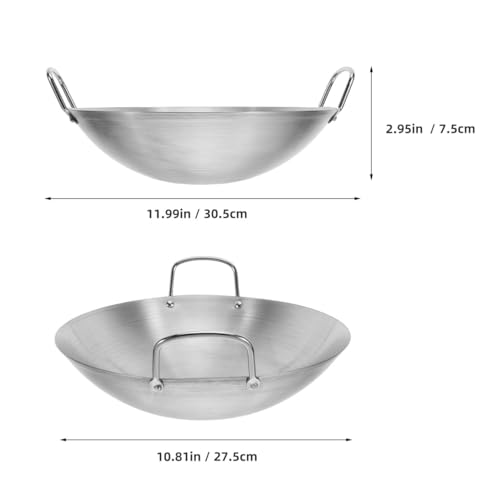 Wok de acero inoxidable con doble asa y gran capacidad miniatura 2