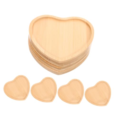 TOYANDONA 8pezzi Sottobicchieri Forma di Cuore in Legno Vassoio per Cactus e Piante Grasse Portavasi Vaschetta Raccogli Gocce Adatto per Piccoli Vasi Succulenti e Fioriere da Tavolo