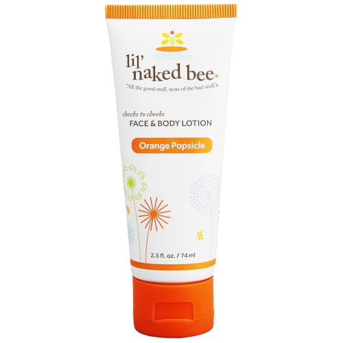 Image of Lil Naked Bee Baby Lotion for Kids (2.5oz) Orange Popsicle Cheeks to Cheeks Face & Body Lotion for Hydrating & Moisturizing Skin