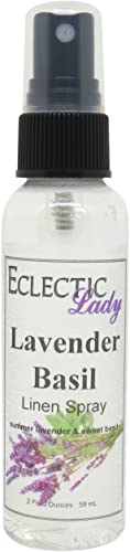 Lavender Basil Linen Spray, 8 ounces - Eclectic Lady Sheet and Linen Spray - No Artificial Colors, Parabens, or Preservatives - Long-Lasting Scent for Bed, Fabric & Pillow