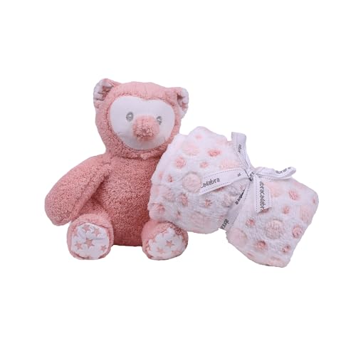 abracadabra Fleece Toy with Blanket Gift Set for Newborns & Infants, 0+ Years (Owl, Peach)