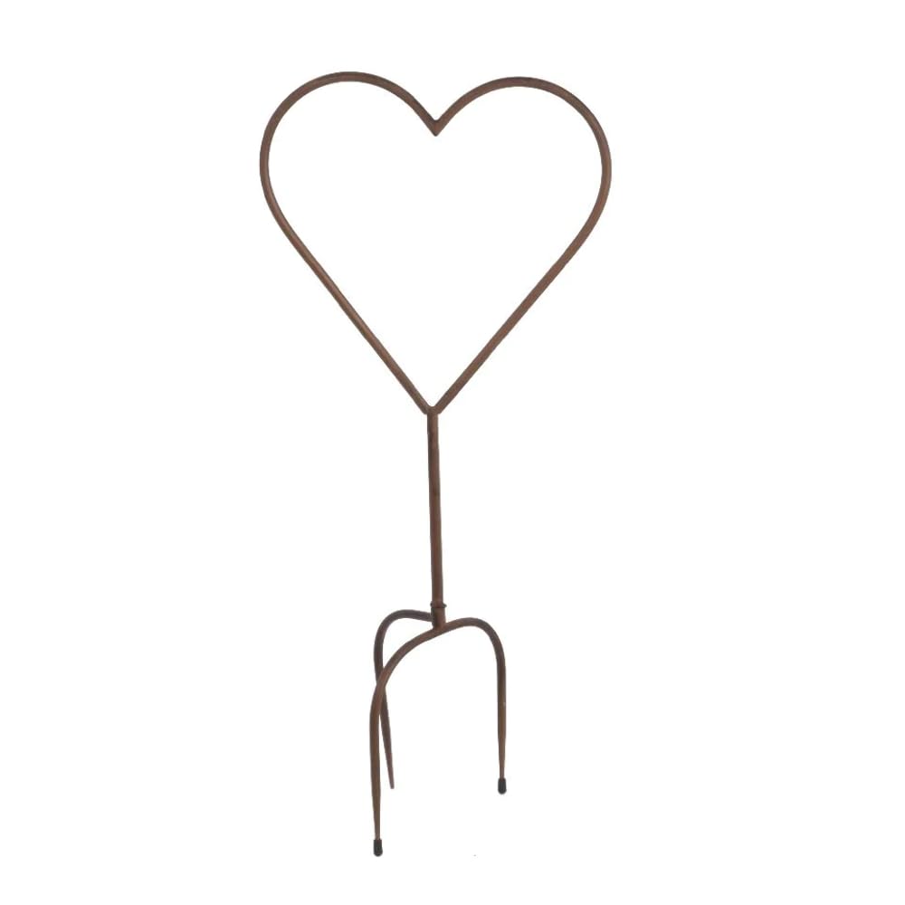 Small Rustic Metal Garden Heart Stake, Brown