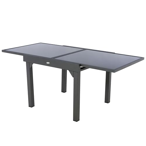 Miroytengo Mesa Exterior Extensible Piazza De Vidrio Jardín Terraza Color Gris Antracita 180x90 CM