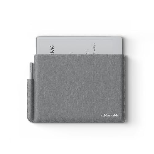 Remarkable Folio The Original Sleeve for Remarkable 2 with Pen Holder | Minimalist Gray Polymer Weave