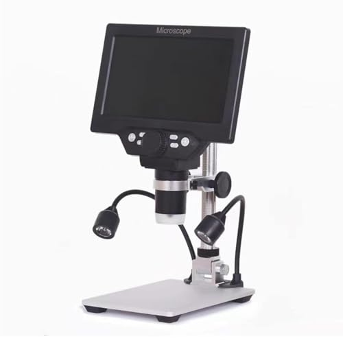 7 Inch LCD Digital Microscope with 1X-1200X Magnification, 8 LED Lights, HD Camera for Coin, PCB Soldering, and Kids' Use