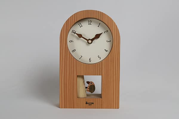 ☆新品☆ KICORI ガラス 対話 サカナ 振子 鏡 WOODY CLOCK