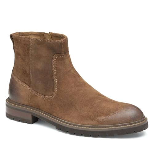 Johnston & Murphy Barrett Plain Toe Zip Boot – Classic Mens Ankle Boots, Leather Casual Boots for Men