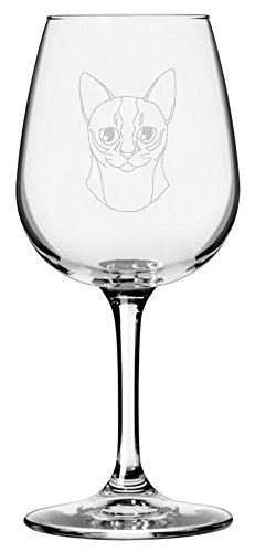 Singapura Face Cat Themed Etched All Purpose 12.75oz Wine Glass