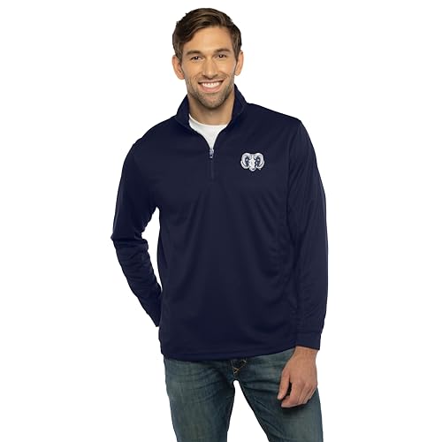 Vantage Apparel Men's Collegiate Micro Mesh Performance Team Color 1/4 Zip Pullover, Rhode Island Rams, Medium