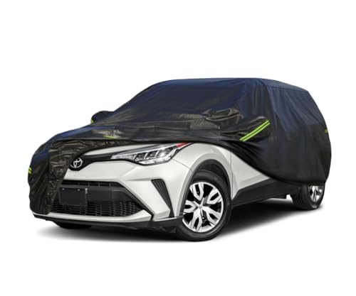 Image of KouKou Waterproof SUV Car Cover Suitable for Toyota CH-R from 2016 to 2025, 7 Layers Windproof All Weather Waterproof Outdoor Cover Sun Rain UV Dust Snow Protection. Black
