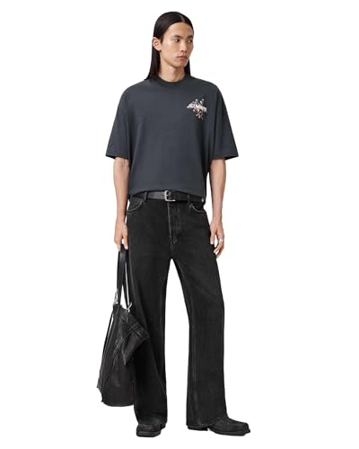 Allsaints Men's Valen SS Crew, Washed Black, XL