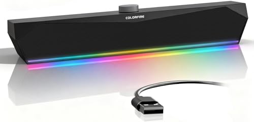 ColorFire Monitor Speakers Computer Speakers PC Speakers for Monitor RGB Touch Lights Computer SoundBar for PC USB-A Powered Plug-and-Play Clear Sound for Desktop Laptop Smart TV(Black)
