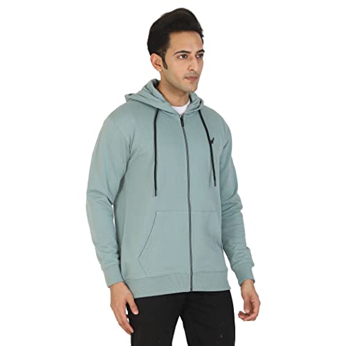 Image of D-GREEN Sweatshirt for Men Stylish Hoodie with Zipper and Full Sleeves Winter Wear