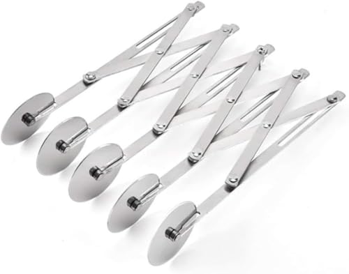 3/5/7輪 ペストリーカッター ステンレススチールカッター 拡張可能 耐久性 マルチラウンド ピザスライサー ベーキング生地仕切り ピザパイ ワッフル生地クッキーなど (5枚刃)