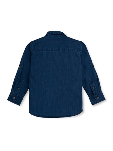 Image of Gini and Jony Boys Navy Blue Solid Denim Full Sleeves Shirt