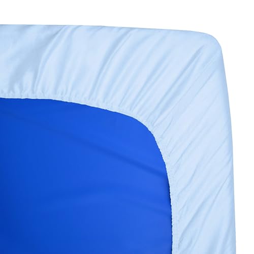 Image of American Baby Company 2 Pack Fitted Nap Mat Sheet with Elastic Corners 24 inch x 48 inch x 4 inch - Soft & Breathable Microfiber Rest Mat Sheet or Nap Mat Cover for Daycare & Preschool, Blue