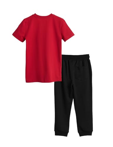 Image of Amazon Brand - Symbol Boy's Regular Track Pants and t-Shirt(SS19TRS486 Sage Red + Black 12-14Y)
