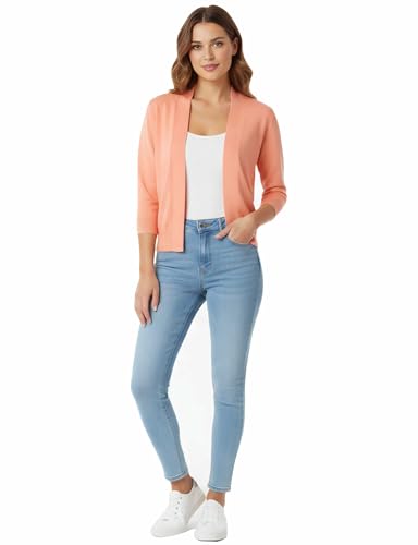 Image of Allsense Women's 3 /4 Sleeve Cropped Shrug Cardigan | Classic Bolero, Open-Front, Lightweight Soft Fine Knit Cover Up