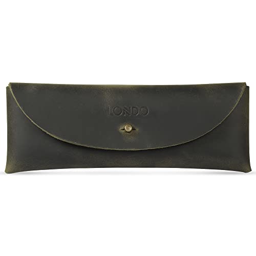 Estojo Londo de couro genuíno com fecho de metal, estojo para papelaria, Verde