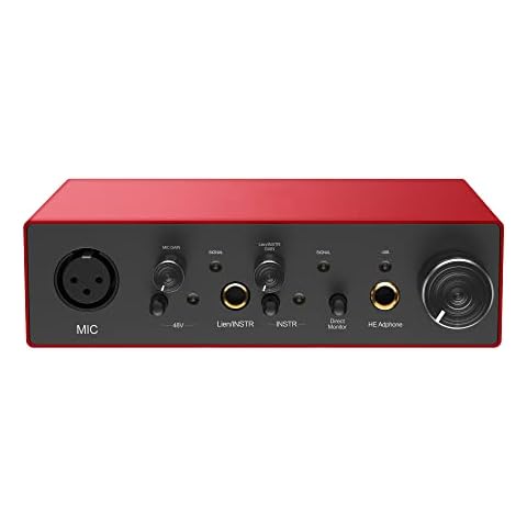 USB Audio Interfaces 24-bit/192 kHz, Computer Audio Interfaces with Headphone Amplifier for PC/Win/Mac (Red) Cover