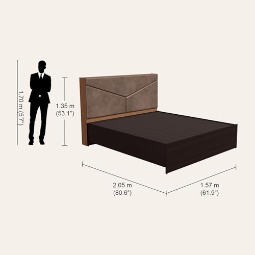 Image of Interio by Godrej Bed, Glory Morf Queen Size Engineered Wood Bed with No Storage, 1-Year Warranty, Brown, Cinnamon