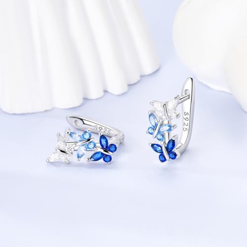 Parmuz 925 Sterling Silver Huggie Hoop Earrings Butterfly Posts Thick Chunky Hoops for Women Small Tiny cuff Cubic Zirconia Snake Heart Earring4
