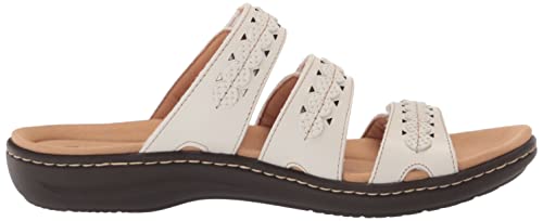 Clarks Collection Women's Laurieann Cove Flats-Sandals, White Leather, 10 Medium Us #TOP5