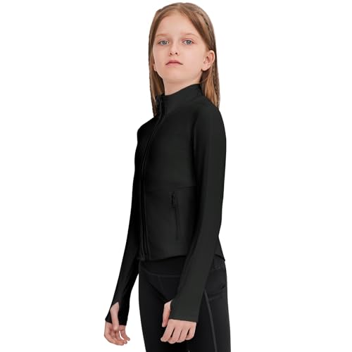 B&GCozy Girls Zip Up Jacket Horse Riding Shirts Athletic Yoga Lightweight Jackets for Girl 6-15 Years