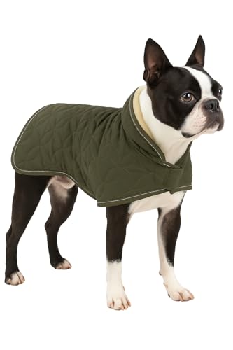 Flamingo Hundemantel Winter – Ushi Khaki – 40cm – warm & modisch – Polyester – wasserabweisend – Fleece-Innenfutter – Klettverschluss – reflektierend – Geschirröffnung