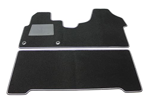 Tapis en moquette antidérapant, couleur noire, compatibles avec Vivaro Van 6 places, double cabine