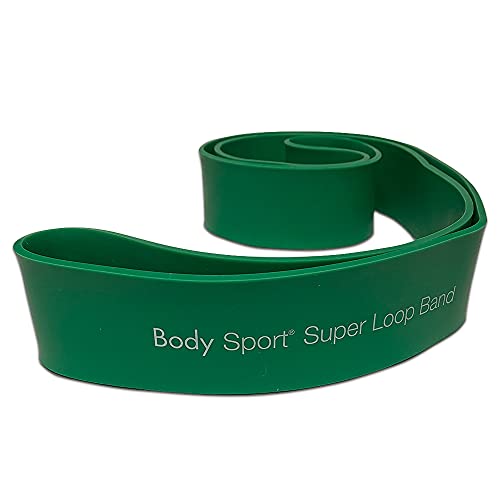 BodySport Super Loop Band, X-Heavy Resistance, Green, 41-Inch x 2 1/2-Inch, Latex, Exercise Chart Included â€“ X-Heavy Resistance Band â€“ Bands for Working Out â€“ Exercise Band â€¦