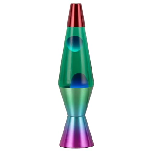 ROCKING GIFTS Lámpara de Lava 37 cm Verde-Azul con Base Metálica, Bombilla y Cable – Luz Ambiental y Decorativa para Habitación Infantil o Juvenil – Lámpara Relajante Estilo Retro para el Hogar