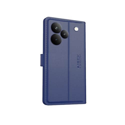 Image of AIBEX Compatible for Realme P4 5G Flip Cover Leather Finish with Magnatic Closure | Inside TPU with Card Pockets | Wallet Stand | Complete Protection Flip Case - Blue