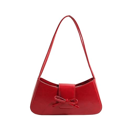WEEKXING Shoulder Bags for Women,Coquette Bow Purse Trendy Y2K Red Purse PU Leather Hobo Handbag Cute Bag(Red)