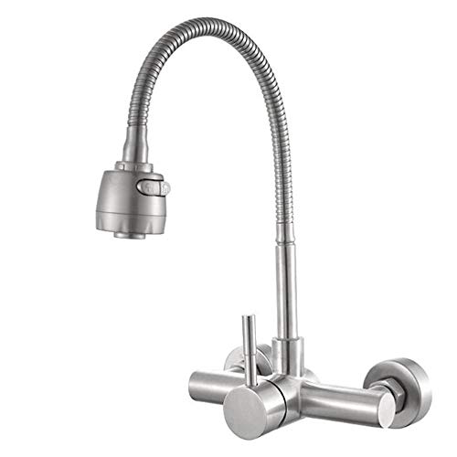 Robinet d'évier de cuisine brossé à douche chaude et froide pour îlot