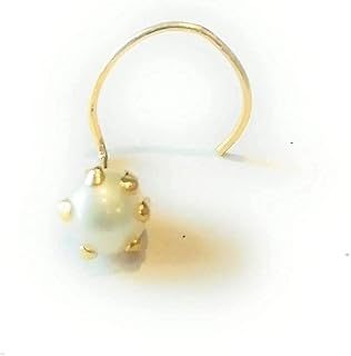 Shree Jewellers 14K Gold Round-Shape Prong Setting Pearl (Moti) Nose Pin Stud for Women Girls (Medium size 3 mm) Price In India