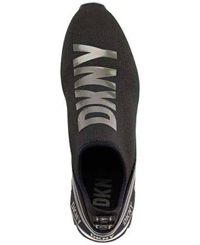 Dkny Women's Rubber Sole Knit Low-Top Sneaker, Black/Whit, 6 #TOP3