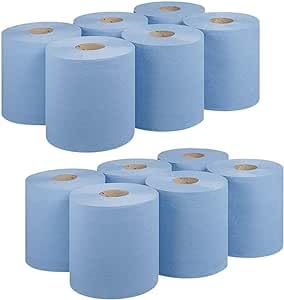 Aspect 12 Blue Rolls Strong and Absorbent Cleaning Paper Towels Ideal for Kitchens, Bathrooms, and Industrial