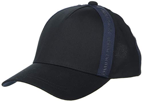 A|X Armani Exchange Men's Logo Ribbon Baseball Hat, Black/Navy, One Size