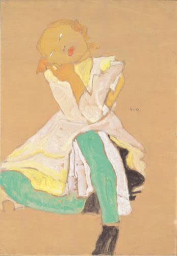 Lienzo de Chica Agachada de Egon Schiele con impresiones modernas retro de calidad