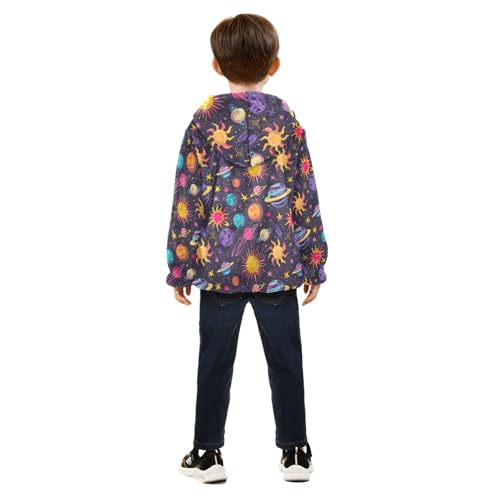 CHIFIGNO Space Planets Toddler Boys Jacket Thickened Warm Soft Comfy Zip up Jacket with Arctic Fleece Lining 9-10Y4