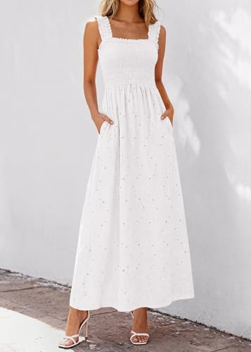 Image of KIRUNDO Summer Lace Dress for Women Eyelet Maxi Sundress