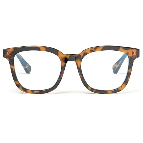 Image of VISOONE Square TR90 Lightweight Anti Glare UV400 Gaming Computer Glasses | 99% Digital Screen Filter Non-Prescription Clear Lens Oversized Frame Trendy Fashion Blue Light Blocking Women Men NOE