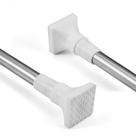 Extendable Stainless Steel Curtain Pole Telescopic Tension Rod with No Drilling, Hanging Rail for Window Bathroom Shower Wardrobe Doorway, Adjustable Length 70 - 120 cm Cover