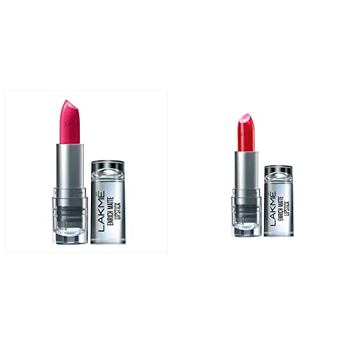 Image of LAKME Enrich Matte Lipstick, Shade PM15, 4.7g And Enrich Matte Lipstick, Shade RM18, 4.7g