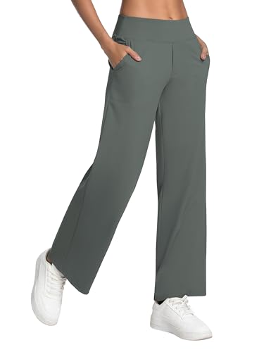 Image of BUBBLELIME Women High Waist Wide Legs Yoga Pants Loose Sweatpants Pockets | 29 inch /31 inch /33 inch /35 inch /37 inchInseam,2 Styles / Dress /Basic,Lounge,Comfy,Stretch Casual Work