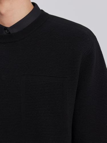 Pull homme col chemise intégré maille thermique chaude et ample - 4