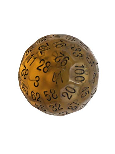 Skull Splitter Dice Single 100 Sided Polyhedral Dice (D100) | Translucent Amber Color Die RPGs (45mm)
