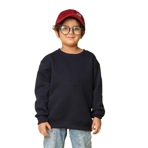 Image of Nusyl Boy's Black Solid Crew /Round Neck Sweatshirt |Skin Friendly Full Sleeve Sweatshirt|Drop Shoulder Oversized Sweatshirt | Round Neck Sweatshirt Oversized Fit Long Sleeves |