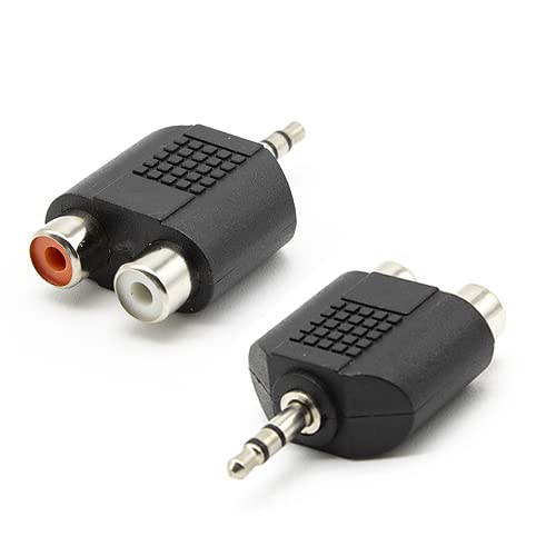 CABLEPELADO Adaptateur stéréo Jack 3,5 mm mâle vers 2 RCA femelles | Adaptateur audio | Convertisseur audio | AUX-IN TRS | RCA vers Jack | Dual | PVC | Noir